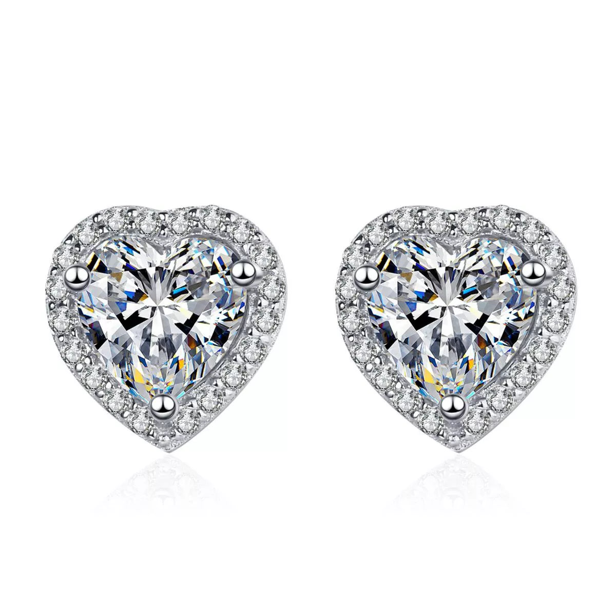 2 Carat 925 Sterling Silver Moissanite Heart Earrings Secondary image