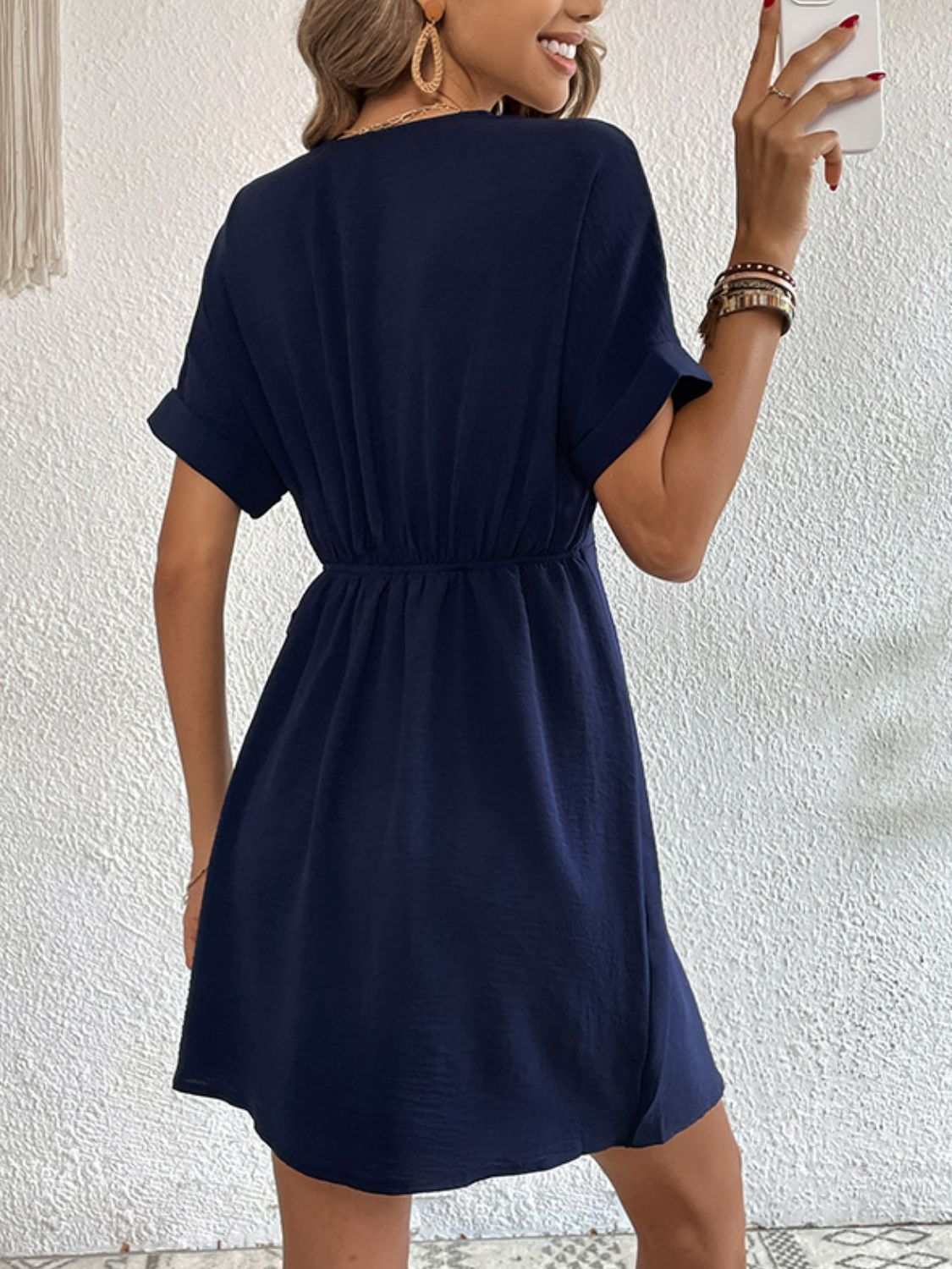 Perfee Tied Cuffed Sleeve Surplice Dress Secondary image