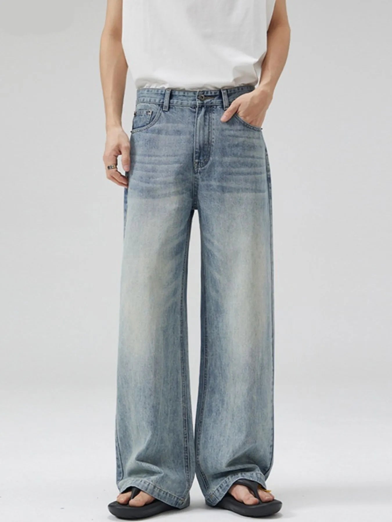 Men's Full Size Washed Wide Leg Jeans Plus Size Secondary image