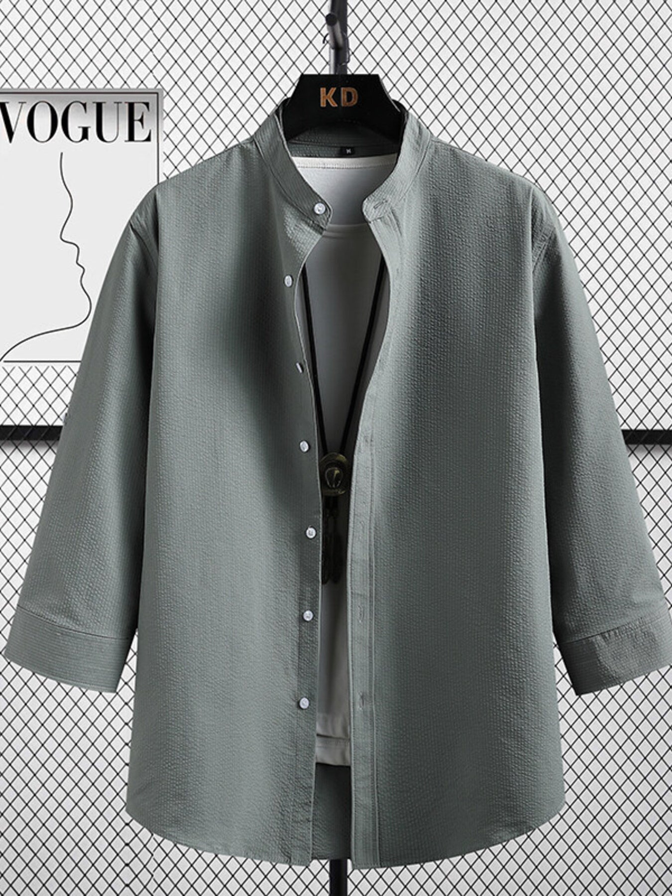 Men's Plus Size Casual Button Up Three-Quarter Sleeve Shirt Secondary image