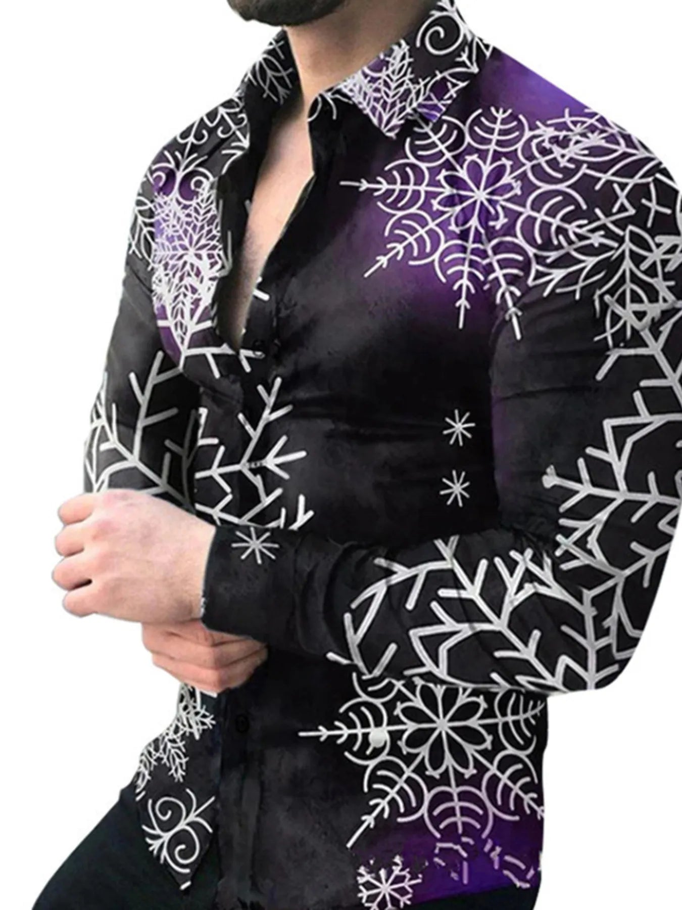 Men's Full Size Printed Button-Down Shirt Plus Size Secondary image