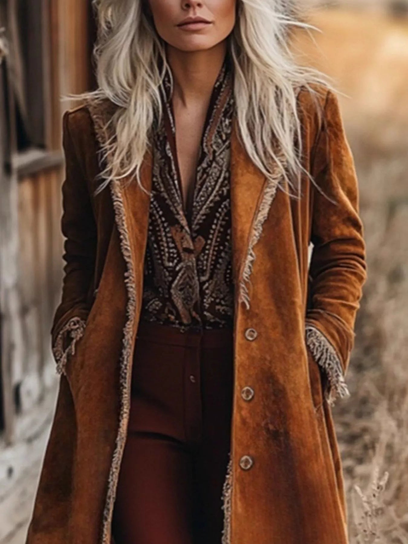 Fringe Trim Longline Outerwear Secondary image