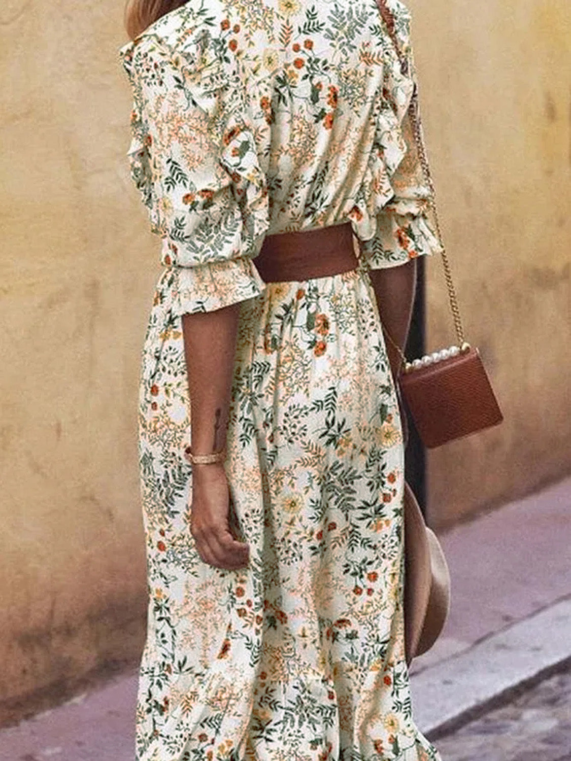 Floral Cutout Flounce Sleeve Dress Secondary image