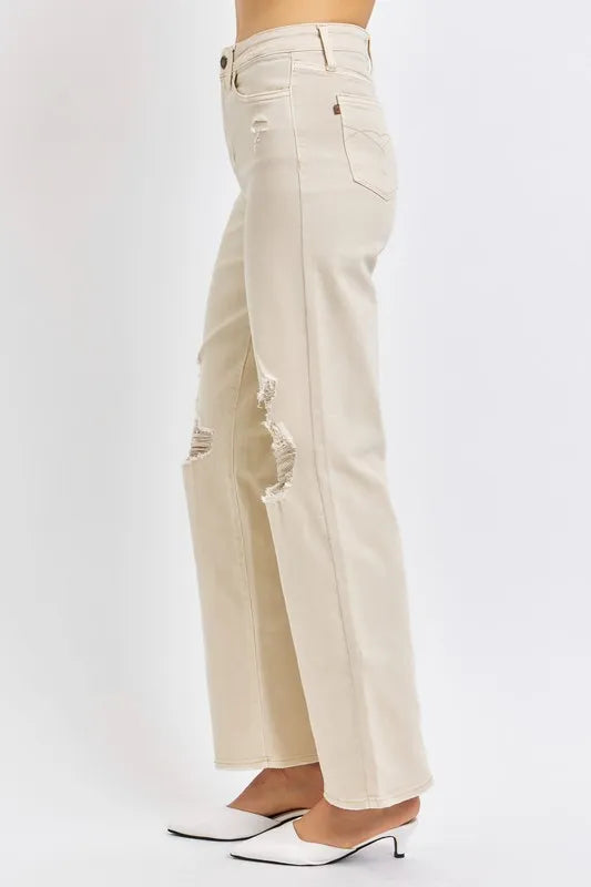 Judy Blue Full Size High Waist Distressed Wide Leg Jeans Secondary image