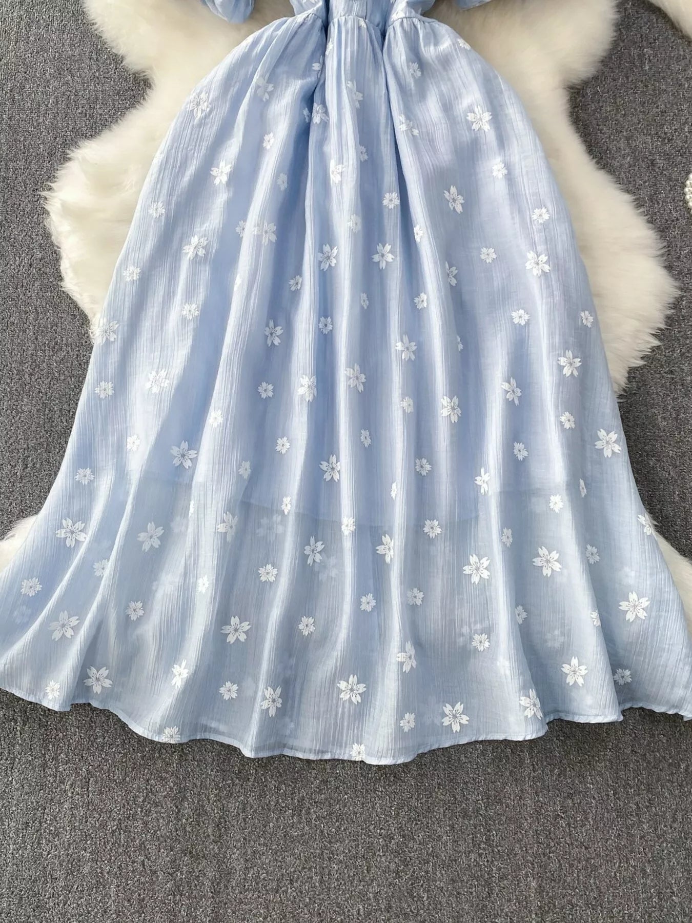 Floral Puff Sleeve A-Line Midi Dress Secondary image