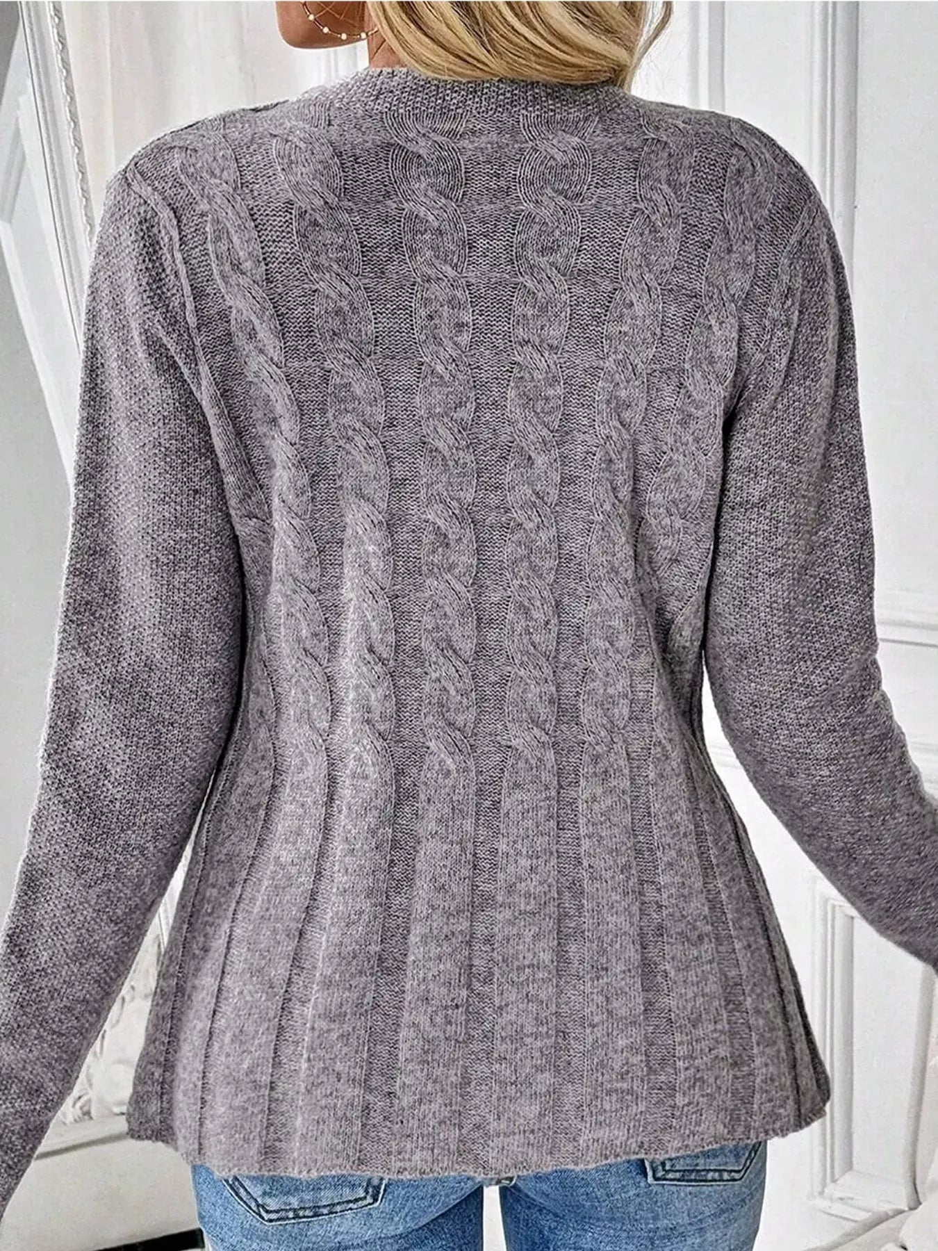 Cable-Knit Button-Down Cardigan Secondary image