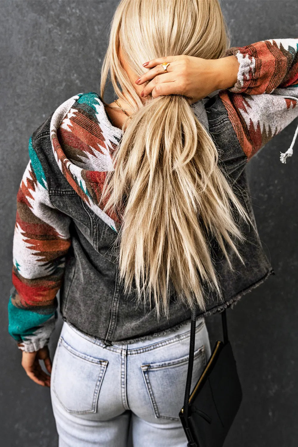 Drawstring Hooded Pocketed Denim Jacket Secondary image