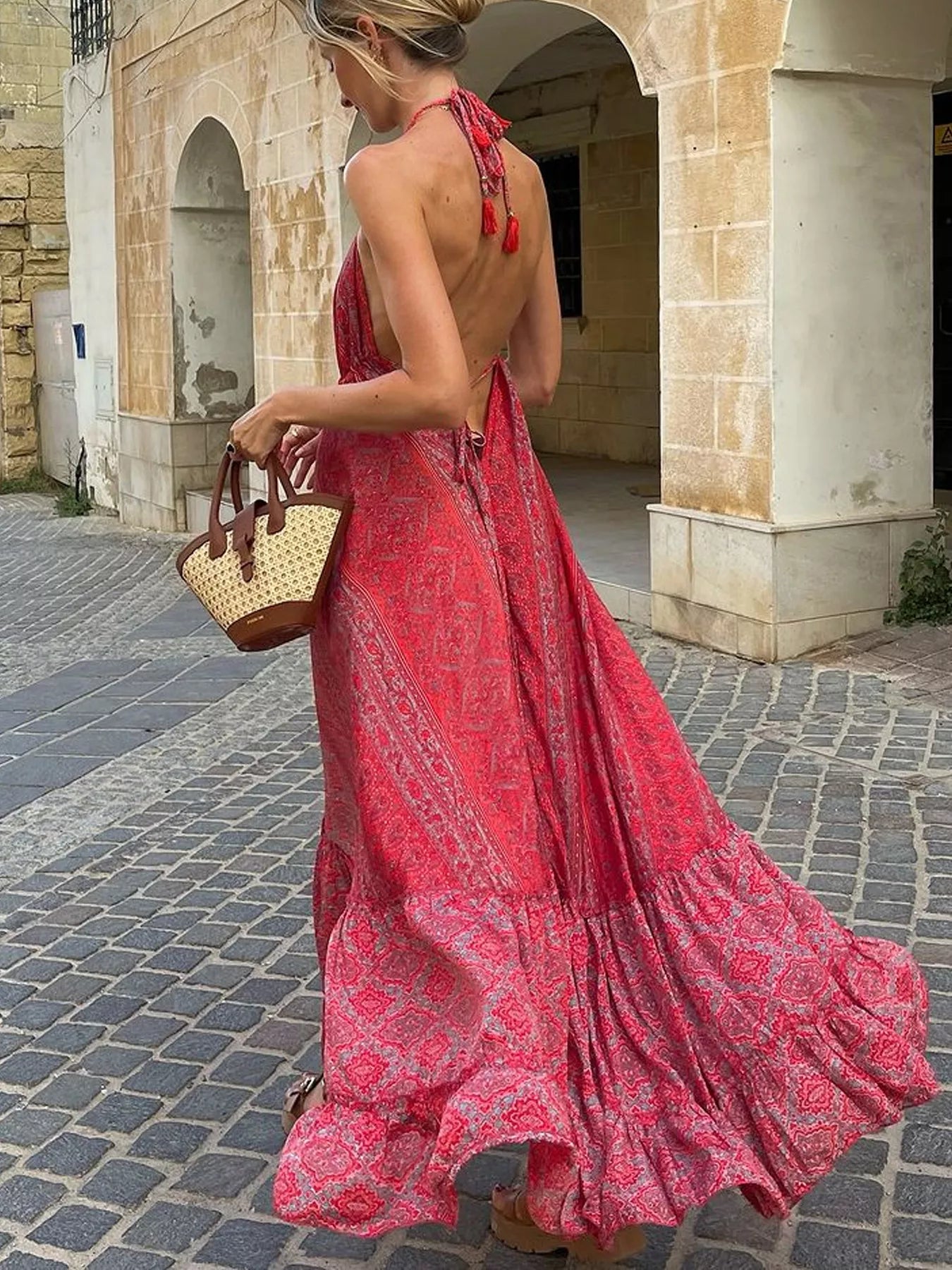 Tiered Halter Neck Maxi Dress Secondary image