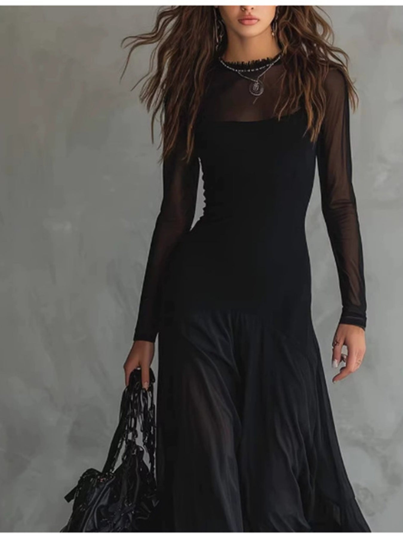 Sheer Mesh Maxi Dress Two-Piece Set Secondary image