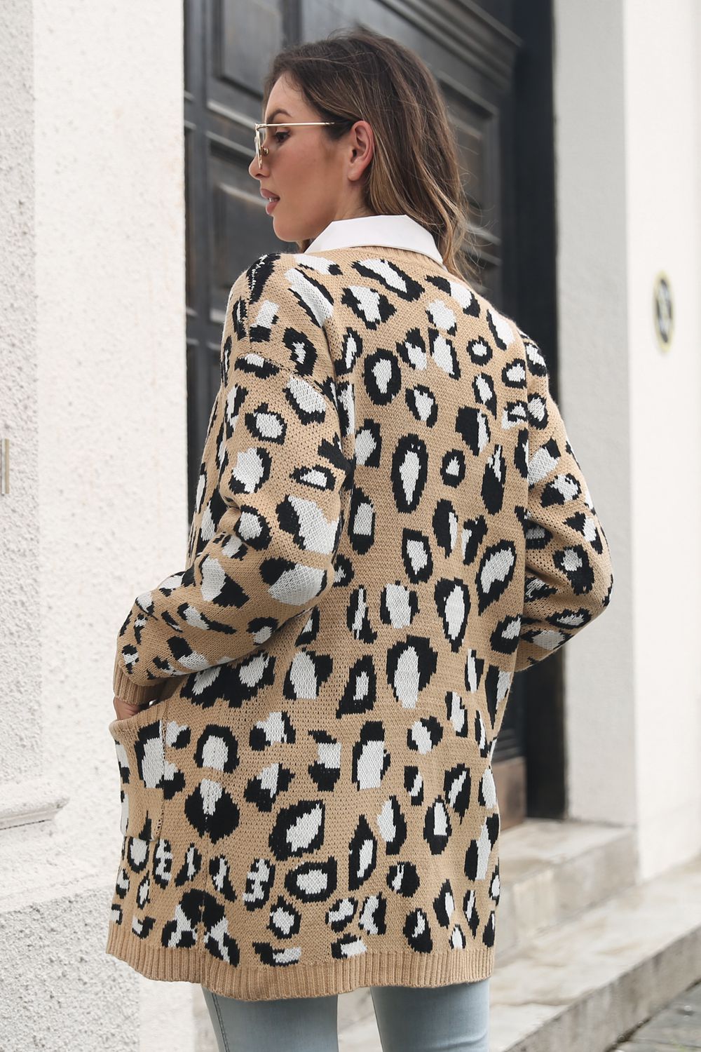 Leopard Open Front Cardigan with Pockets Secondary image