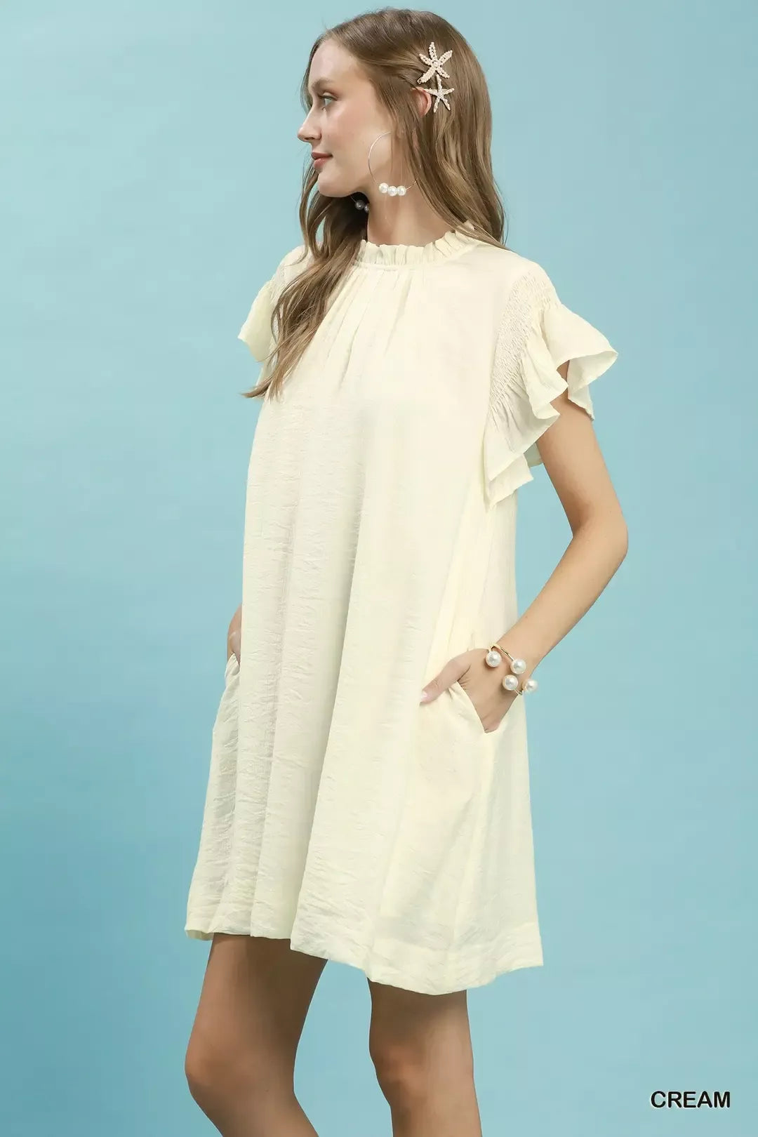 Umgee Ruffle Flutter Sleeve Dress Secondary image