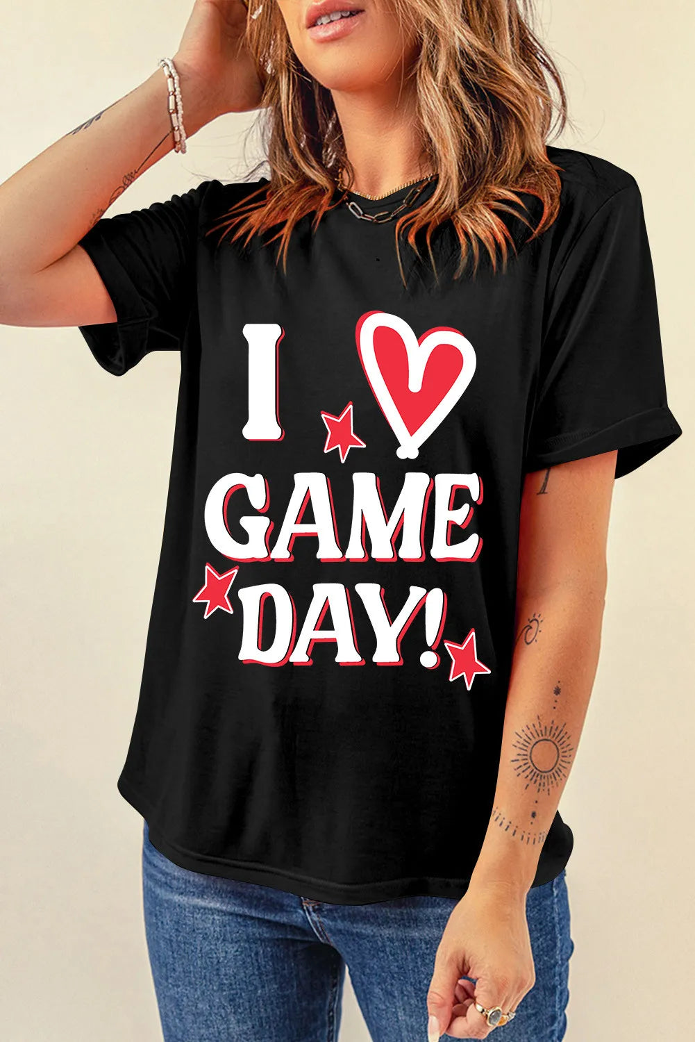 Letter Graphic Round Neck Short Sleeve T-Shirt Secondary image
