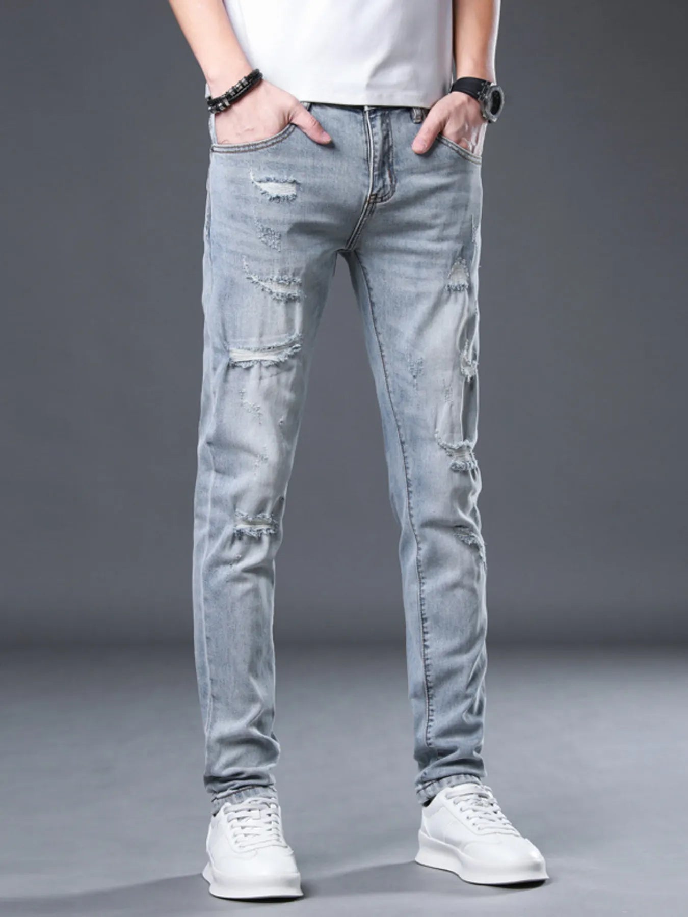 Men's Distressed Slim Fit Jeans Secondary image