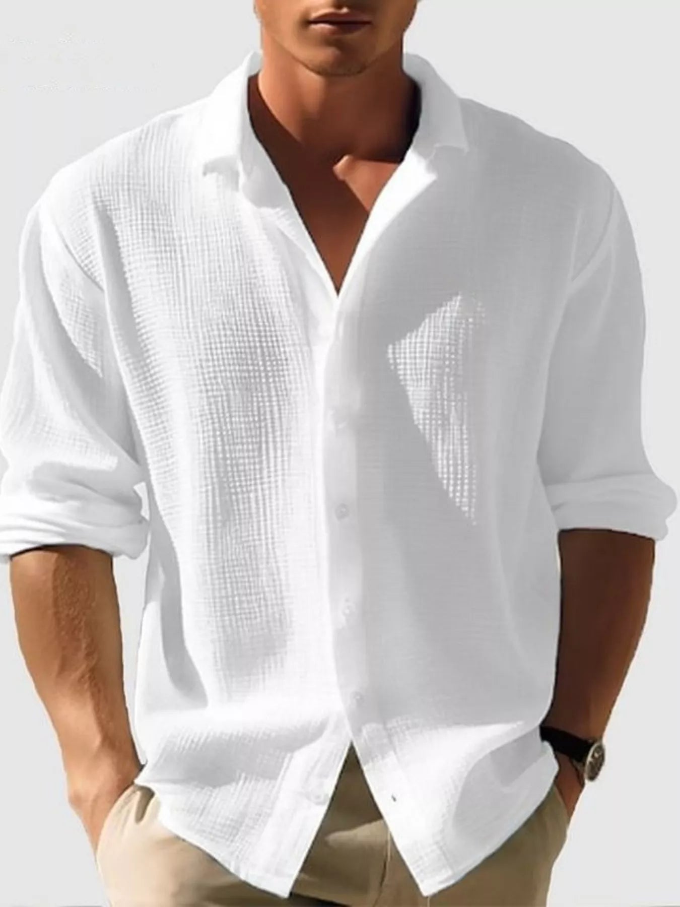 Men's Full Size Button Up Long Sleeve Shirt Plus Size Secondary image