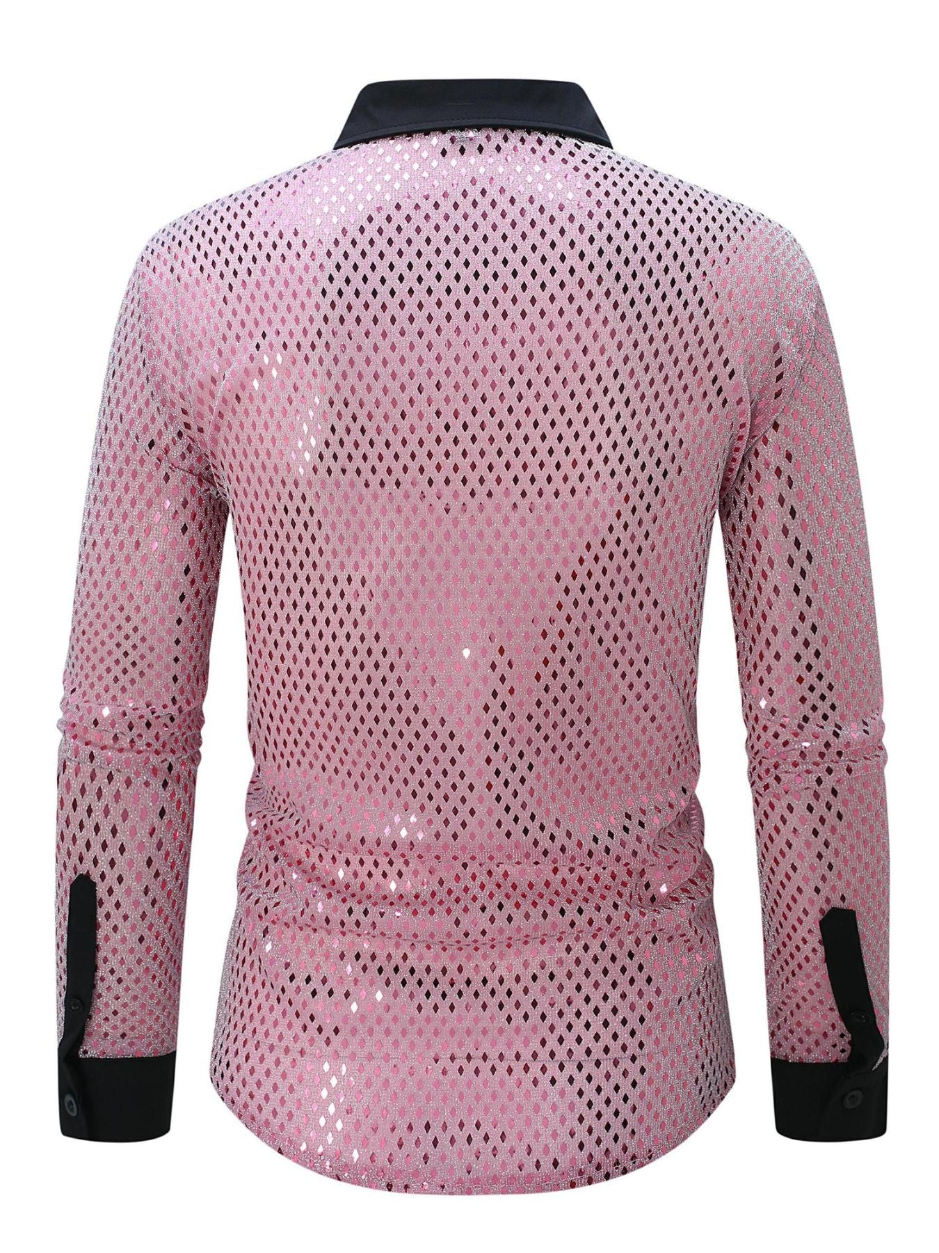 Men's Full Size Openwork Long Sleeve Shirt Plus Size Secondary image