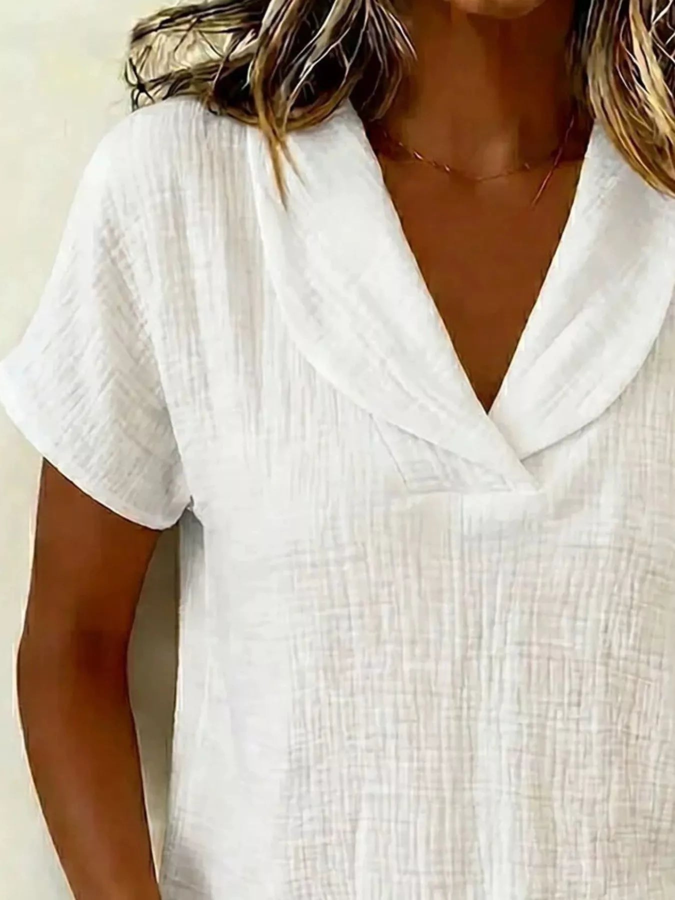Full Size Textured Short Sleeve Blouse Plus Size Secondary image