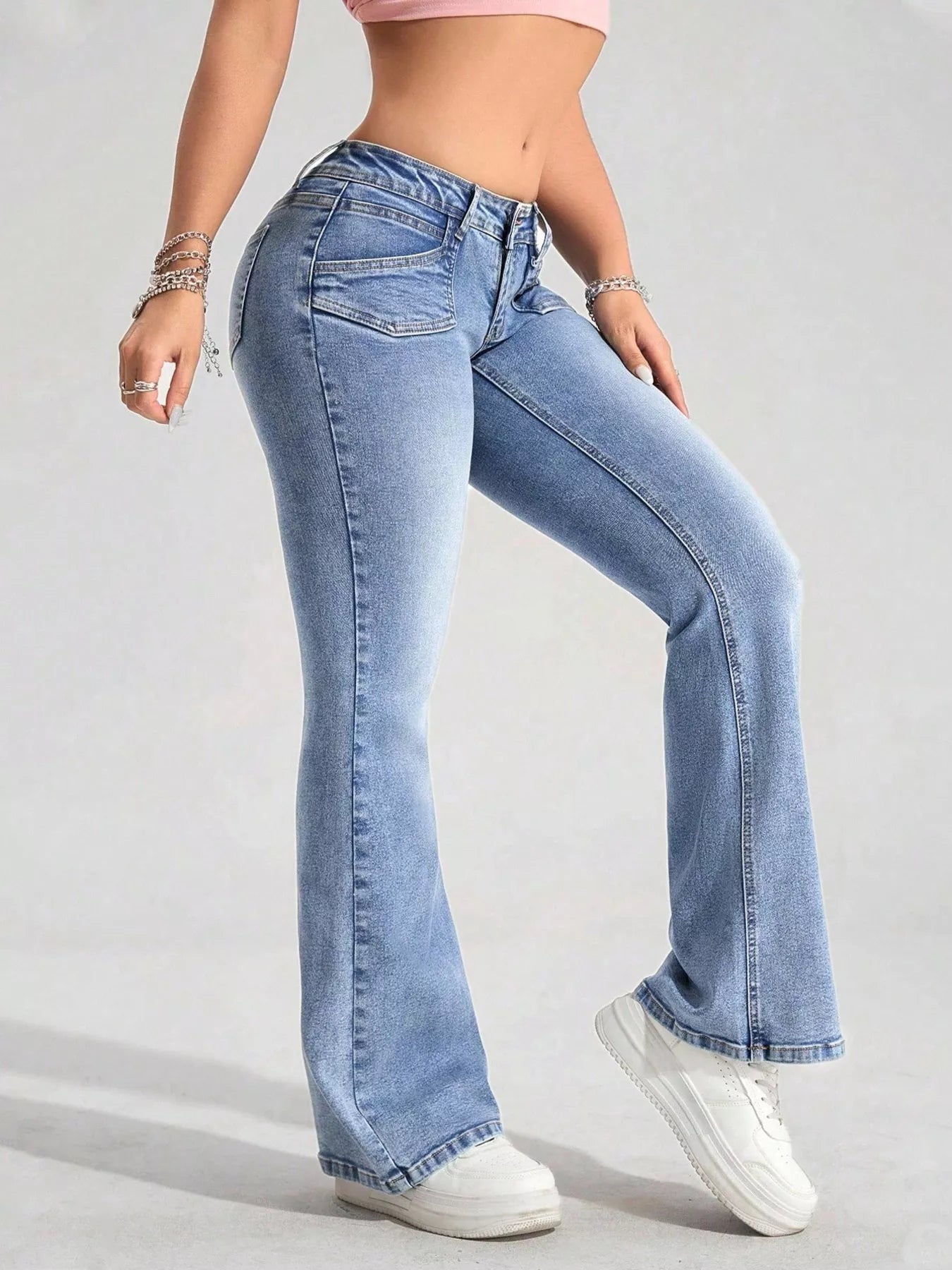 Washed Flare Leg Jeans Secondary image