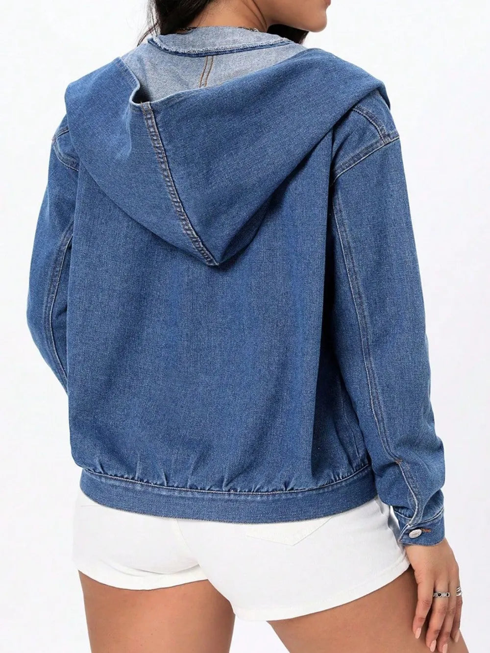 Button Up Hooded Denim Top Secondary image
