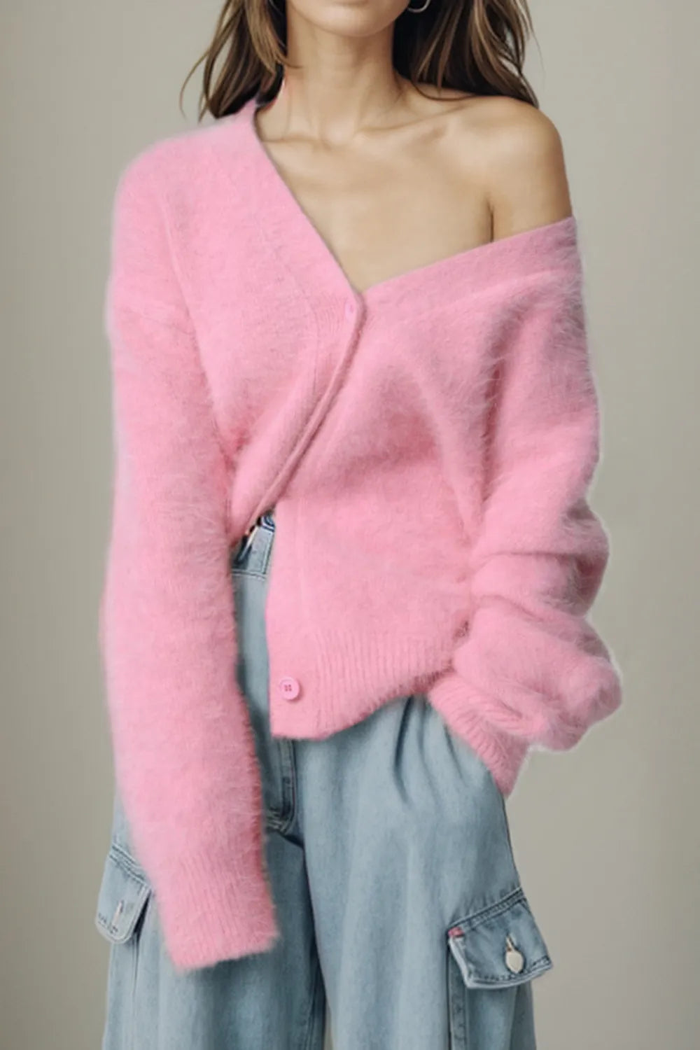 Button Up Dropped Shoulder Cardigan Secondary image