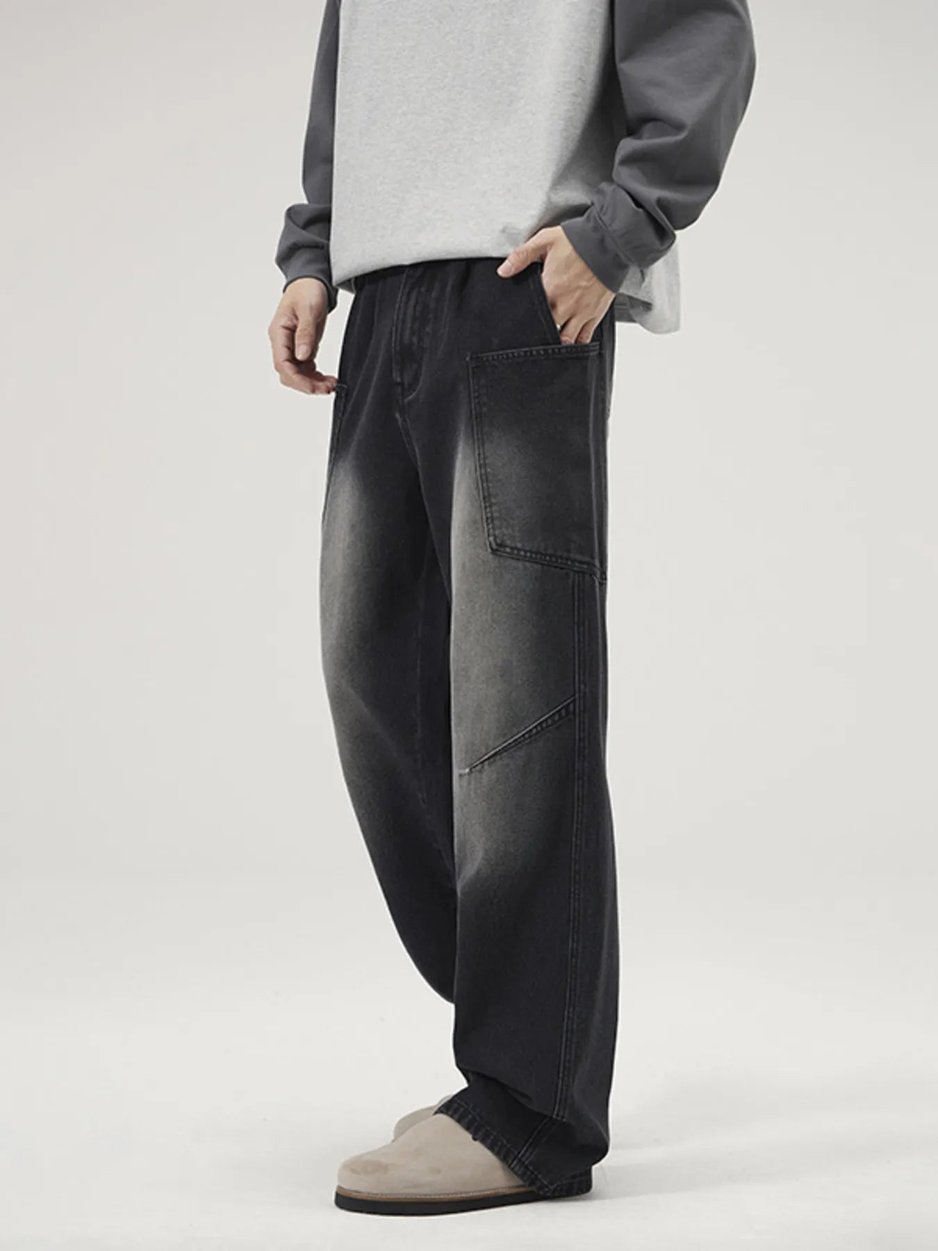 Men's Full Size Washed Wide Leg Baggy Jeans Plus Size Secondary image