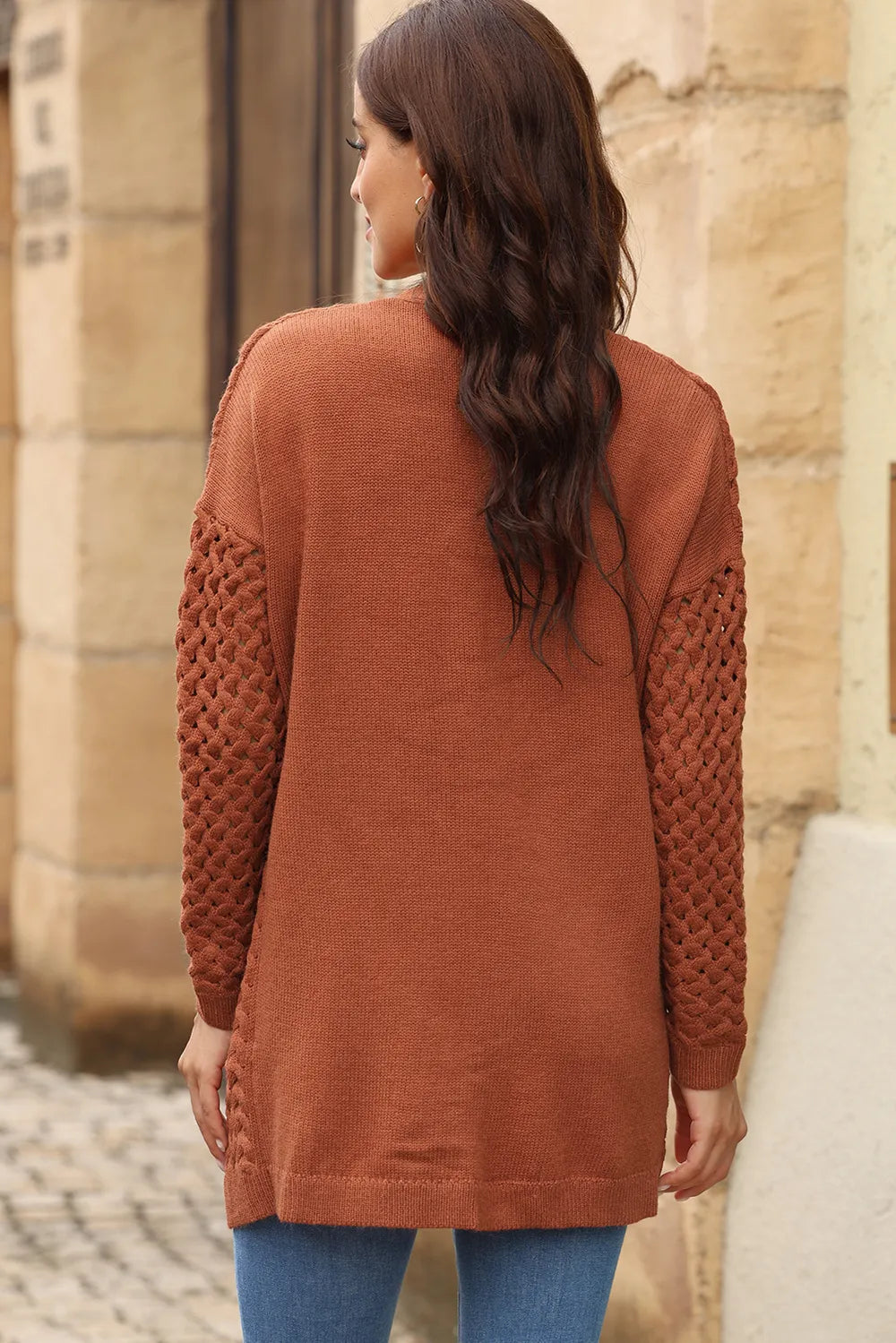 Open Front Dropped Shoulder Cardigan with Pockets Secondary image