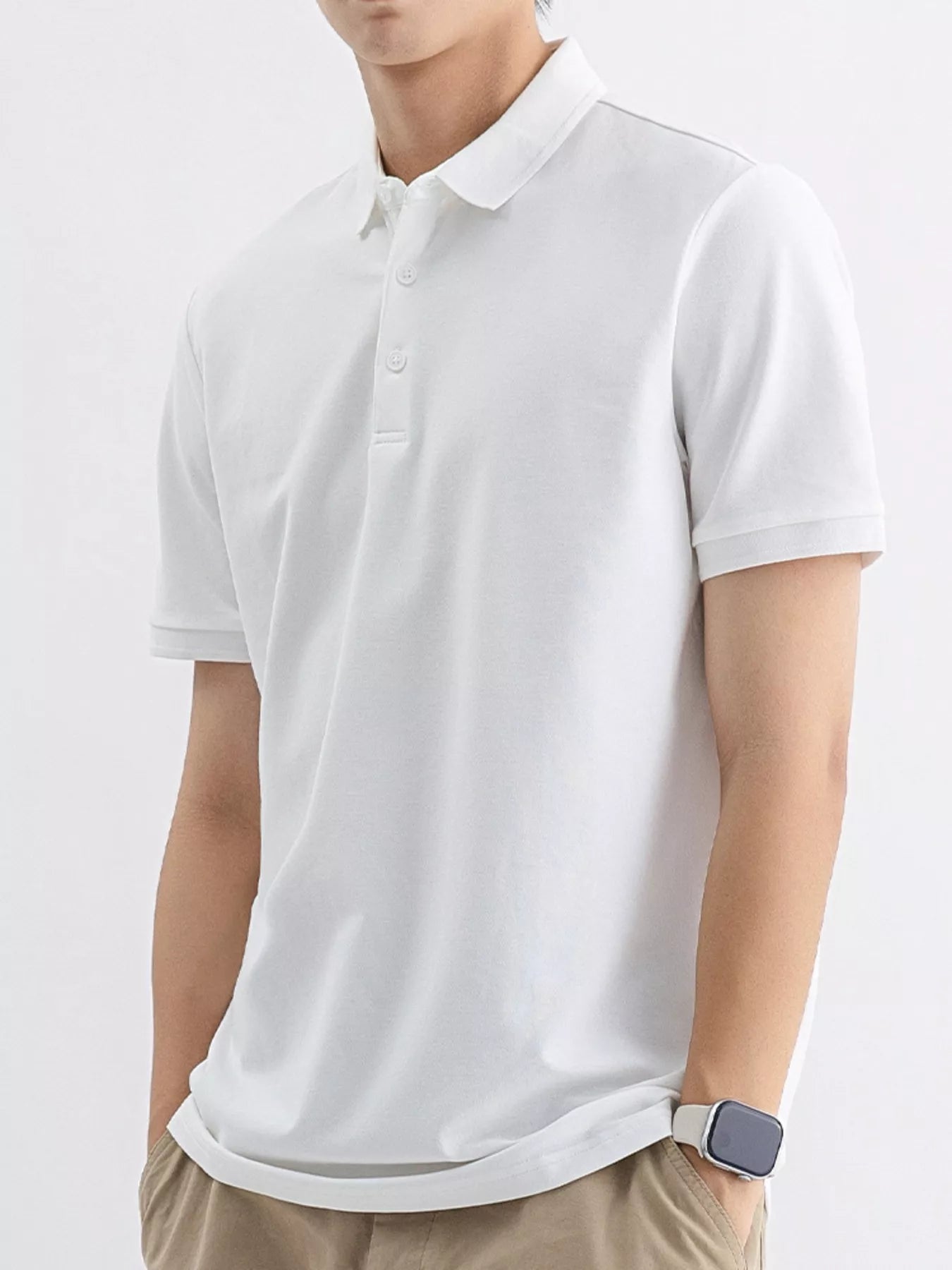 Men's Plus Size Solid Color Short Sleeve Polo Secondary image