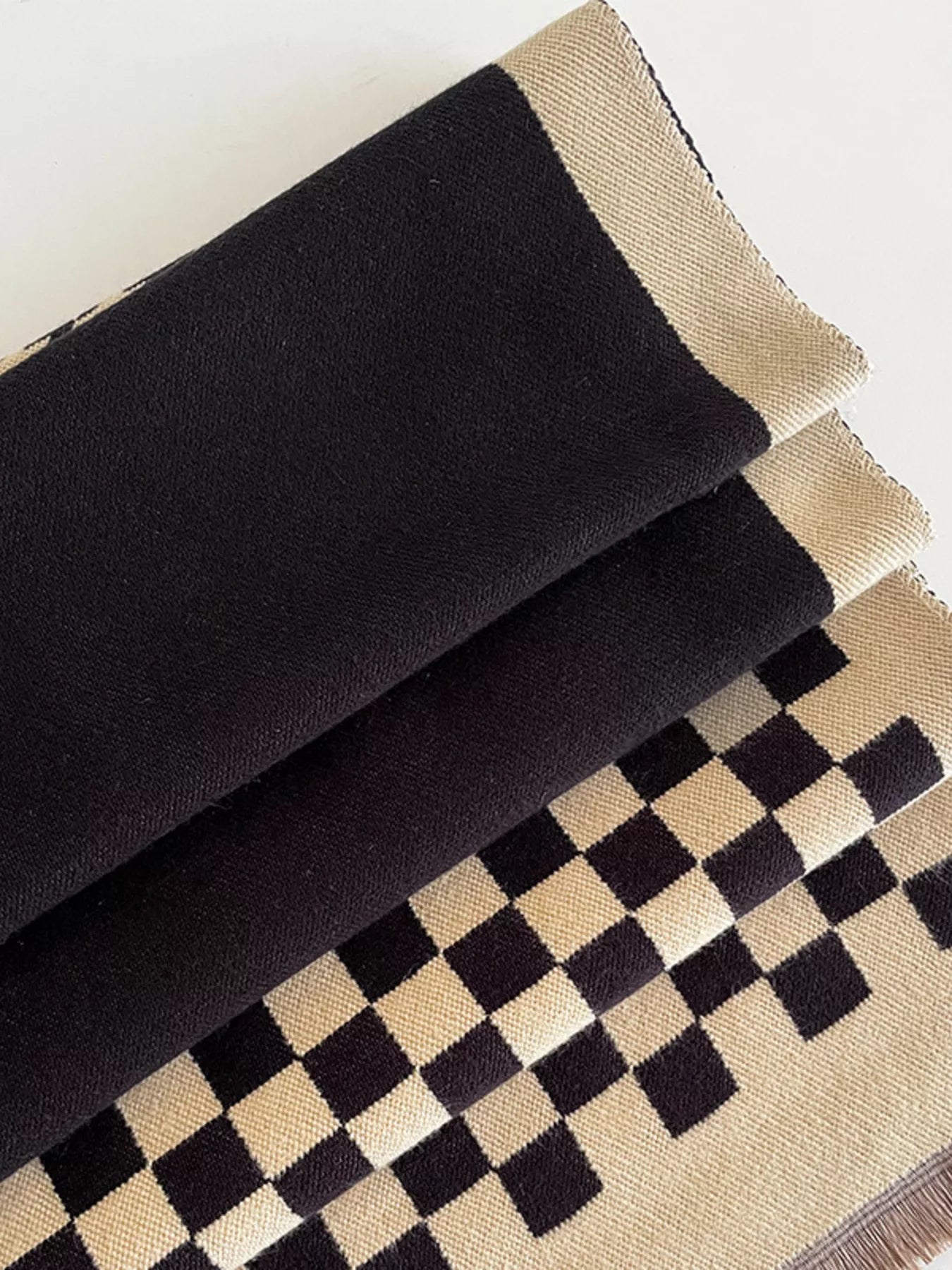 Checkered Raw Hem Scarf Secondary image