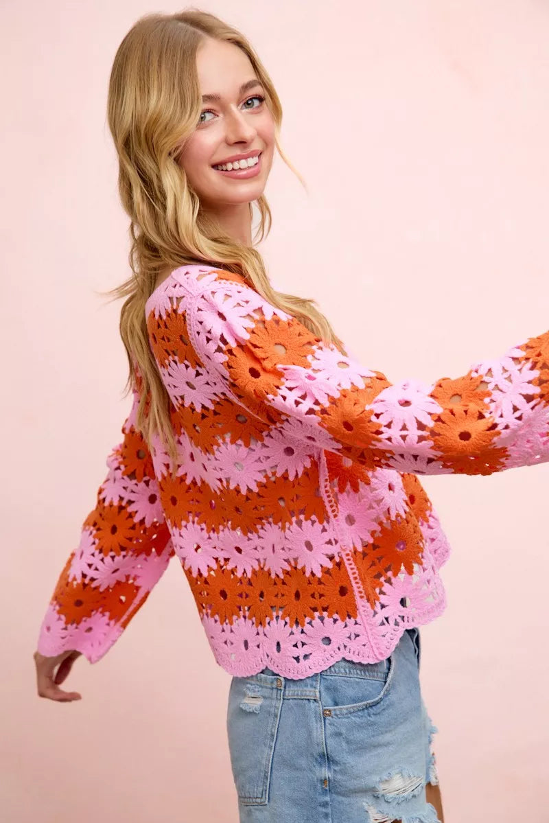 BiBi Flower Crochet Knit Top Secondary image