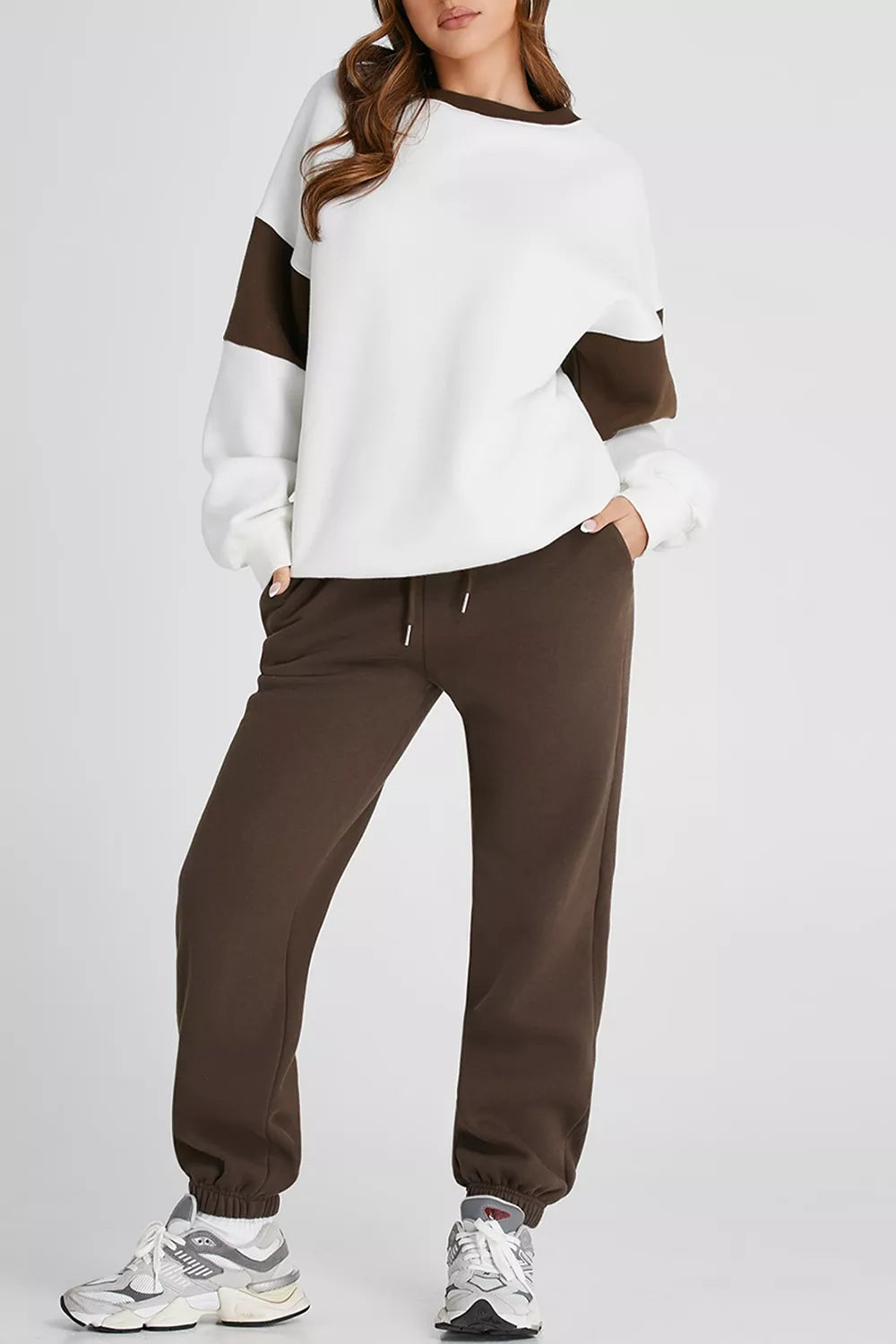 Drop Shoulder Loose Sweatshirt and Joggers Active Set Secondary image