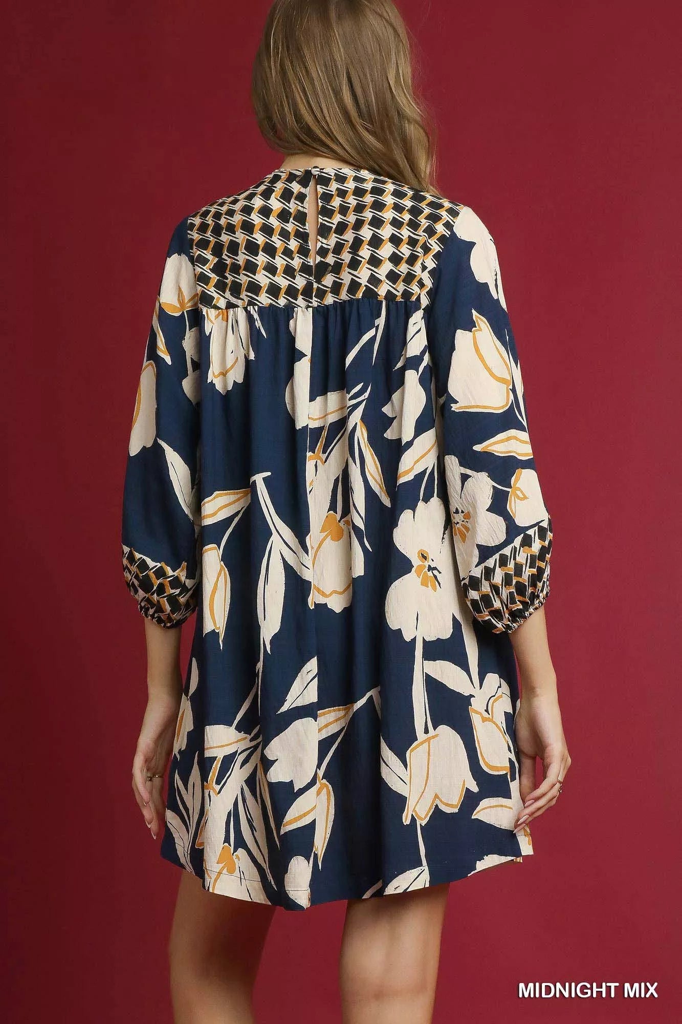 Umgee Floral High-Low Babydoll Dress Secondary image