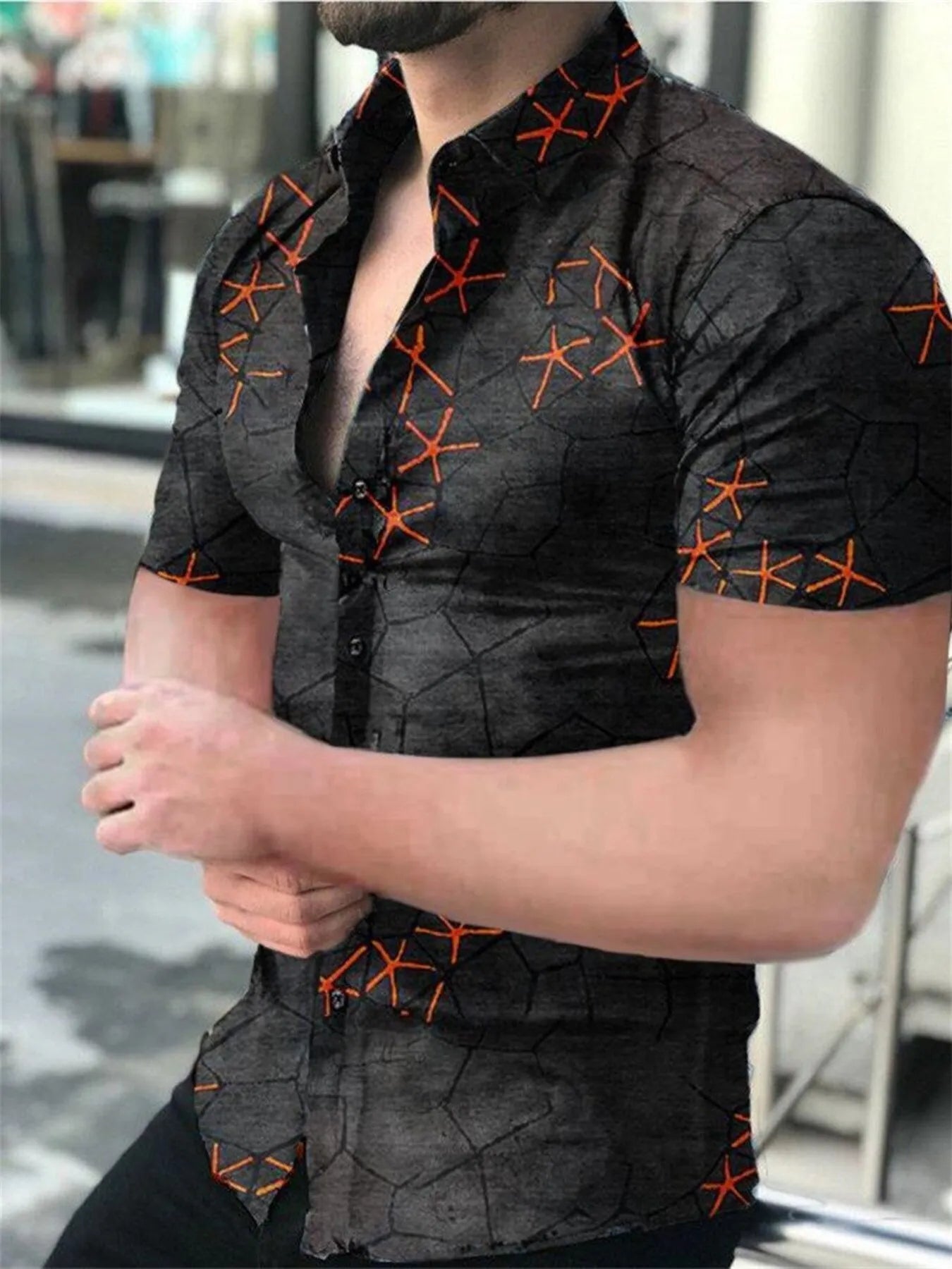 Men's Full Size Printed Short Sleeve Shirt Plus Size Secondary image