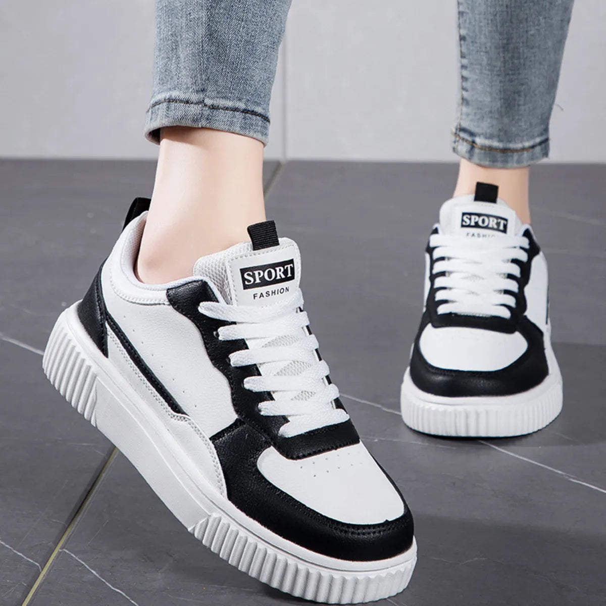Lace Up Contrast Platform Sneakers Secondary image