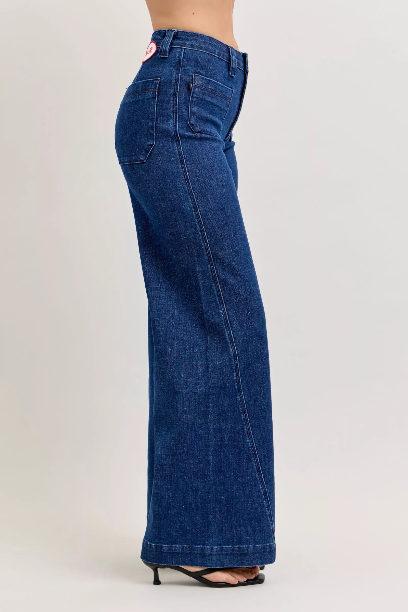 Judy Blue High-Waisted Retro Wide Jeans with Patch Pkts & Twisted Seams Secondary image