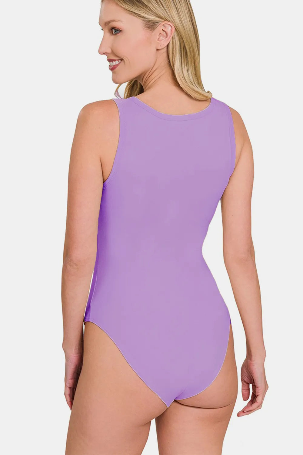 Zenana Microfiber Notched Sleeveless Bodysuit Secondary image