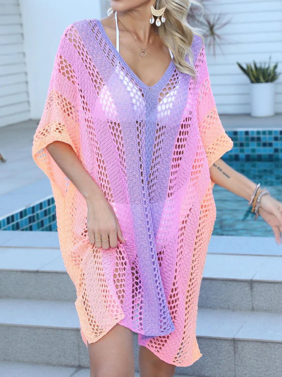 Rainbow Gradient Crochet Beach Cover Up Secondary image