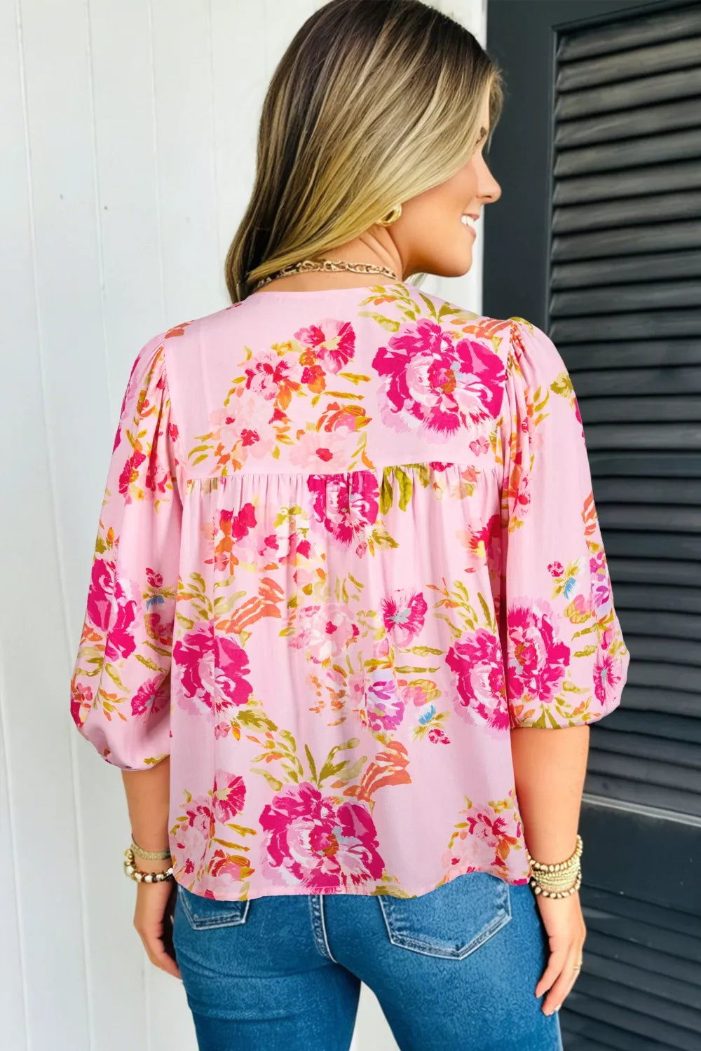 Floral Tie Neck Blouse Secondary image