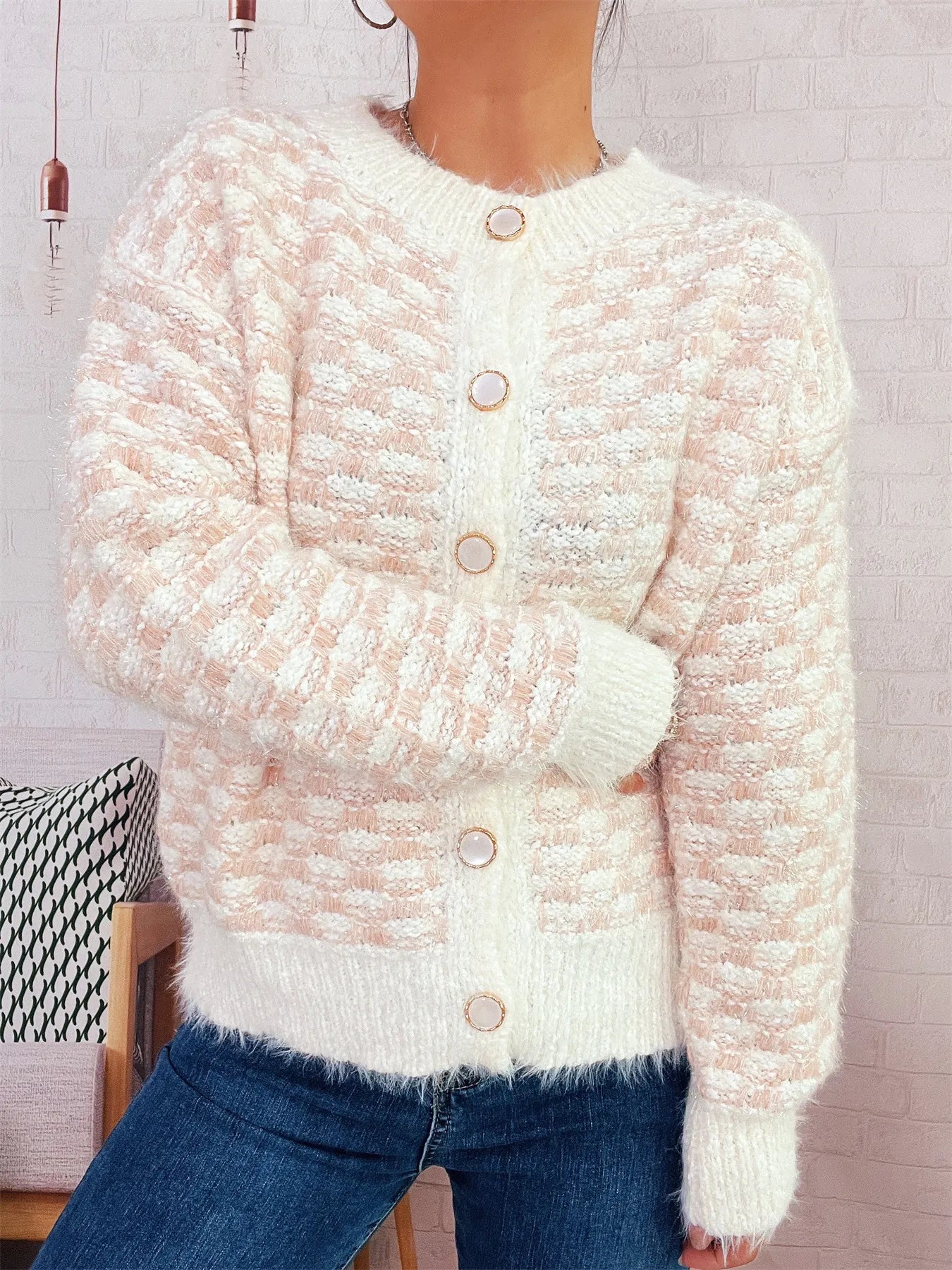 Fluffy Textured Button-Up Cardigan Secondary image