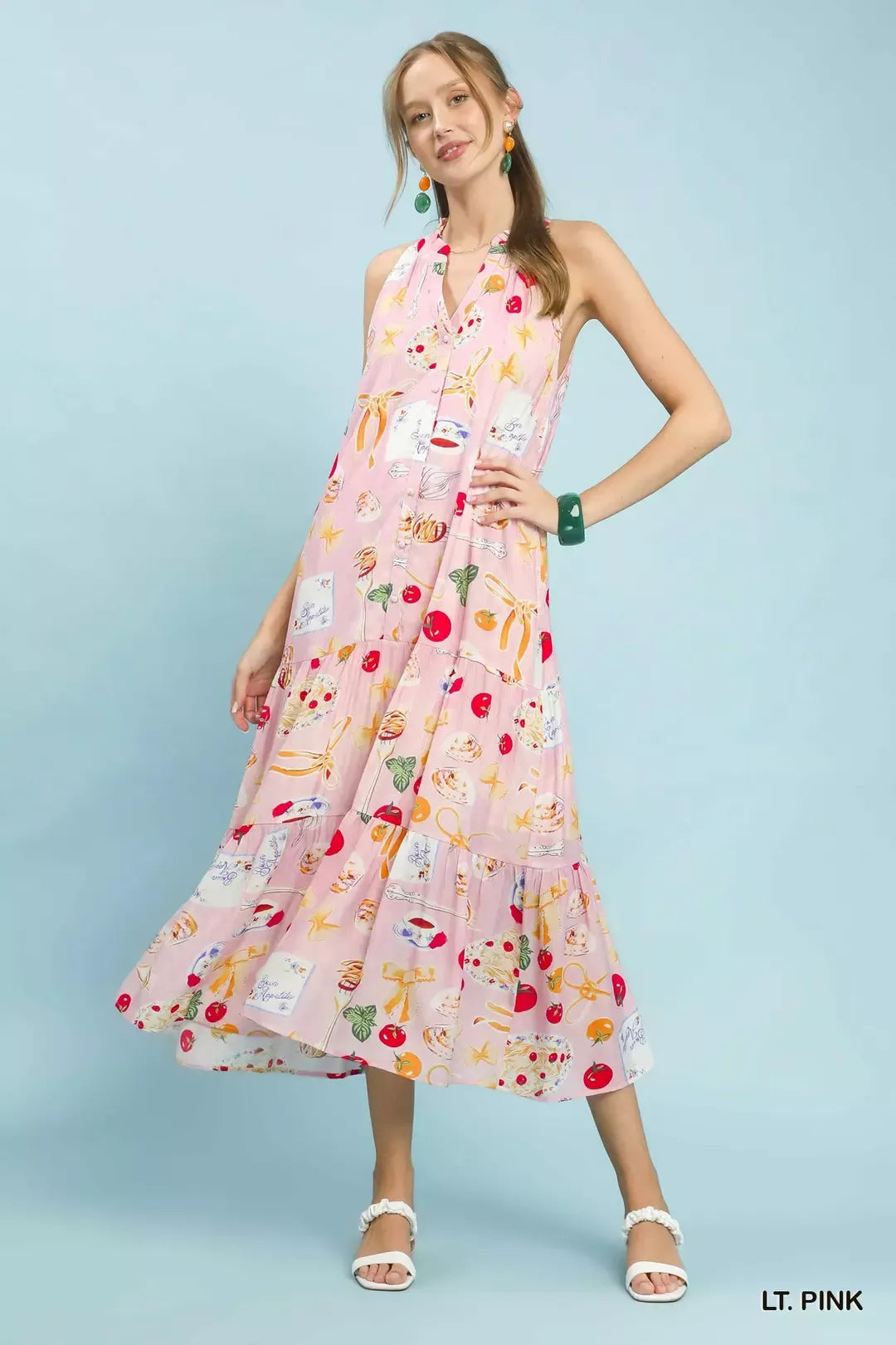 Umgee Abstract Print Tiered Halter Midi Dress Secondary image