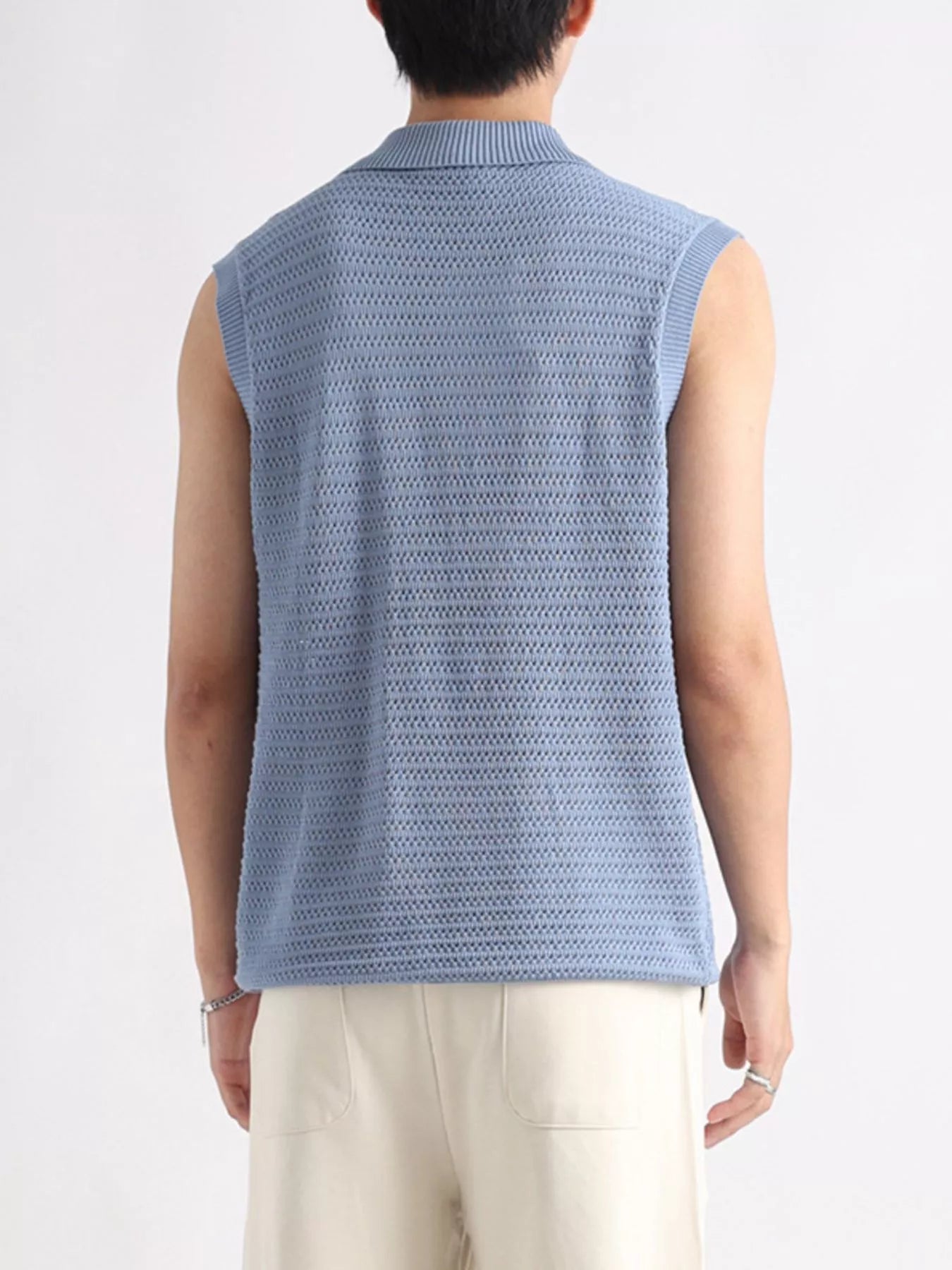 Men's Plus Size Breathable Knit Polo Collar Tank Secondary image