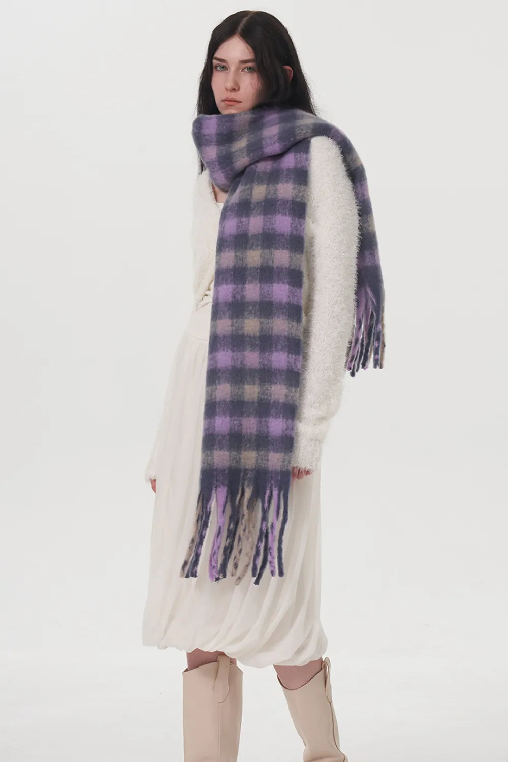 Fringe Plaid Polyester Scarf Secondary image