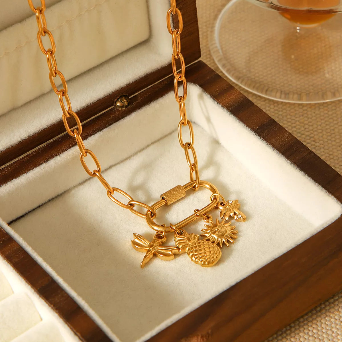 18K Gold-Plated Lock Chain Necklace Secondary image