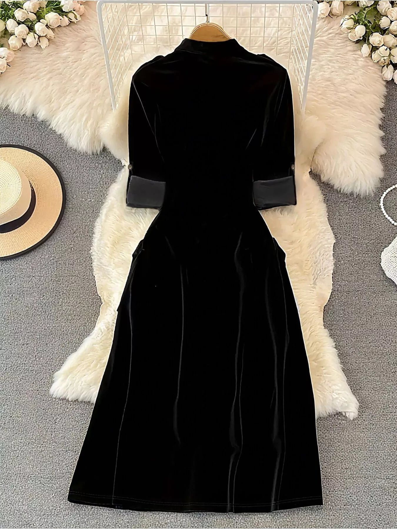 Velvet Button-Down Midi Dress Secondary image