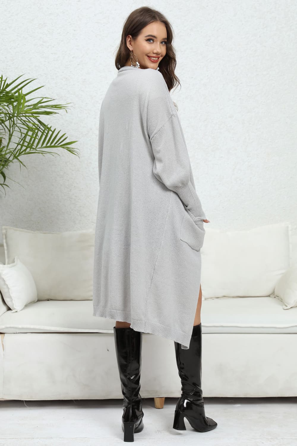 Open Front Dropped Shoulder Cardigan Secondary image