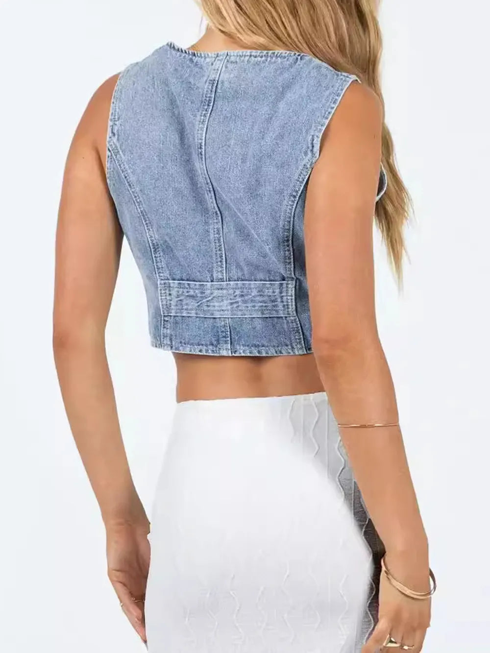 Button Up Sleeveless Denim Top Secondary image
