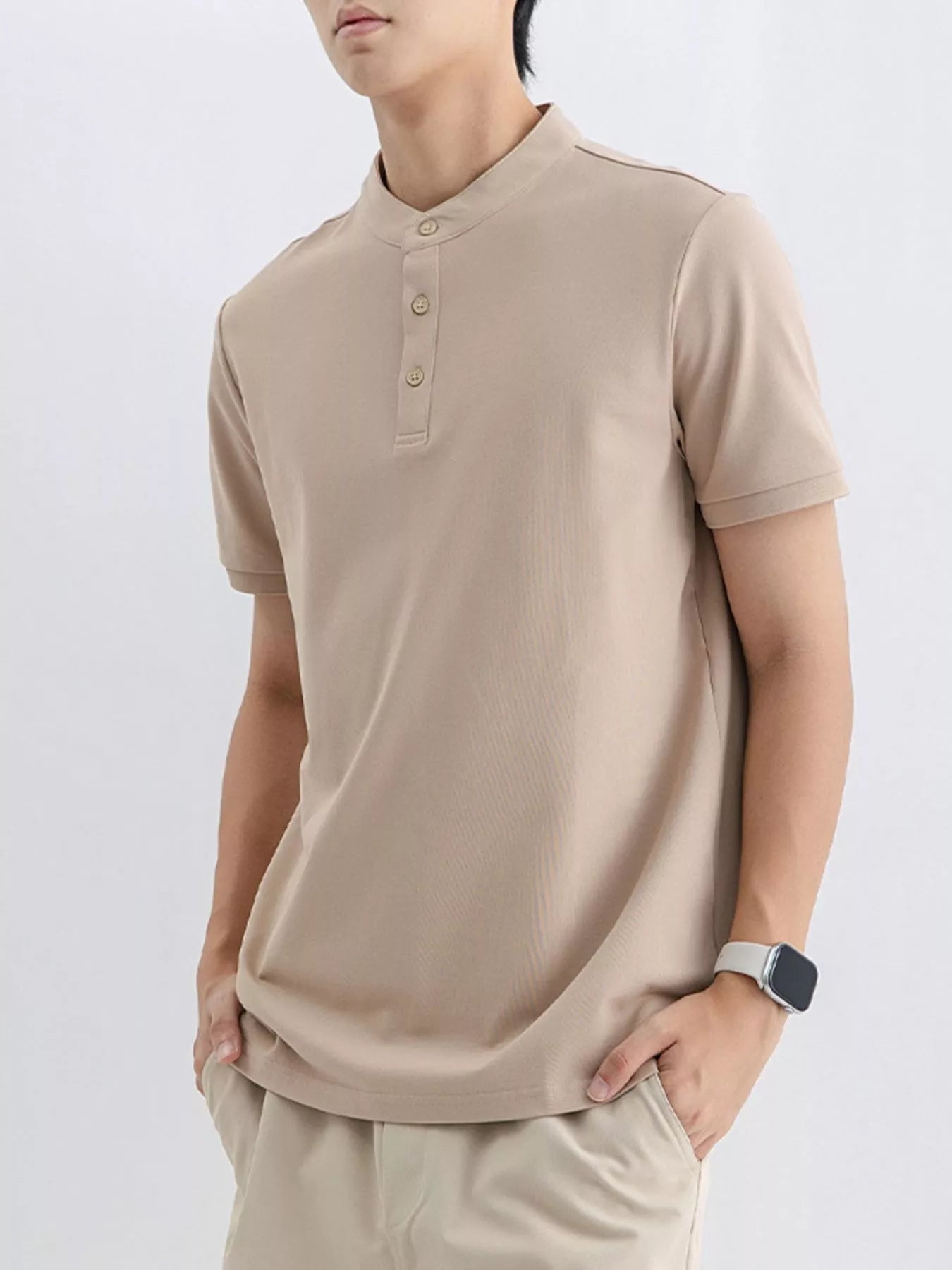 Men's Plus Size Button Detail Short Sleeve Top Secondary image