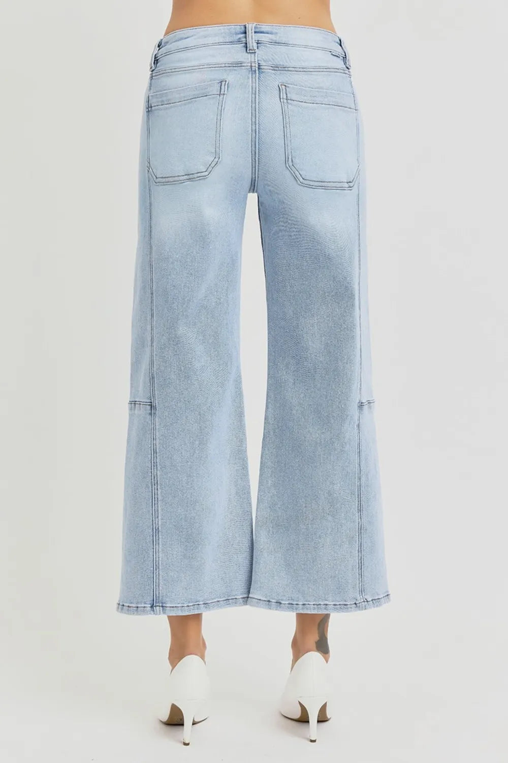 RISEN Full Size High Rise Seamed Detail Wide Leg Crop Jeans Secondary image
