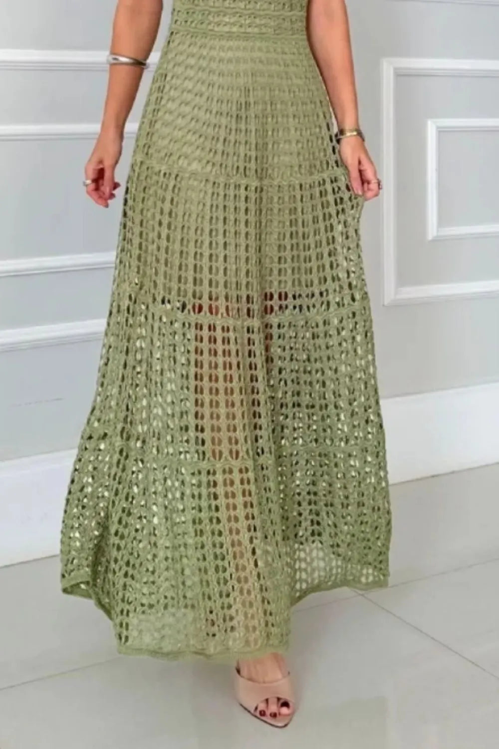 Hollowed-Out Sleeveless Maxi Dress Secondary image