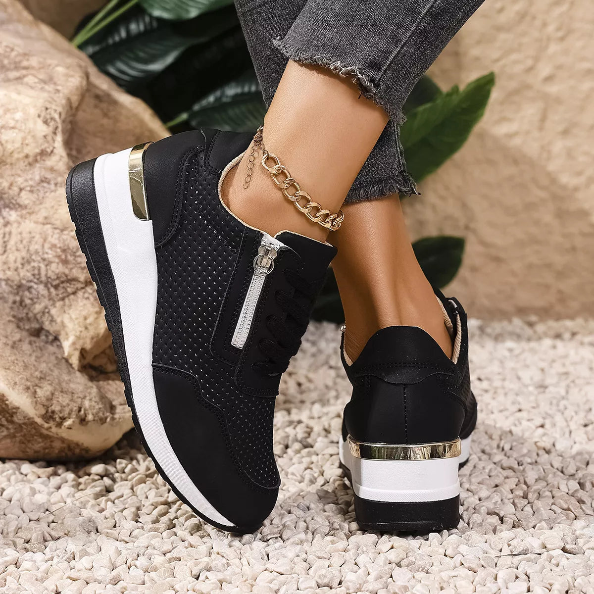 Lace Up Wedge Sneakers Secondary image