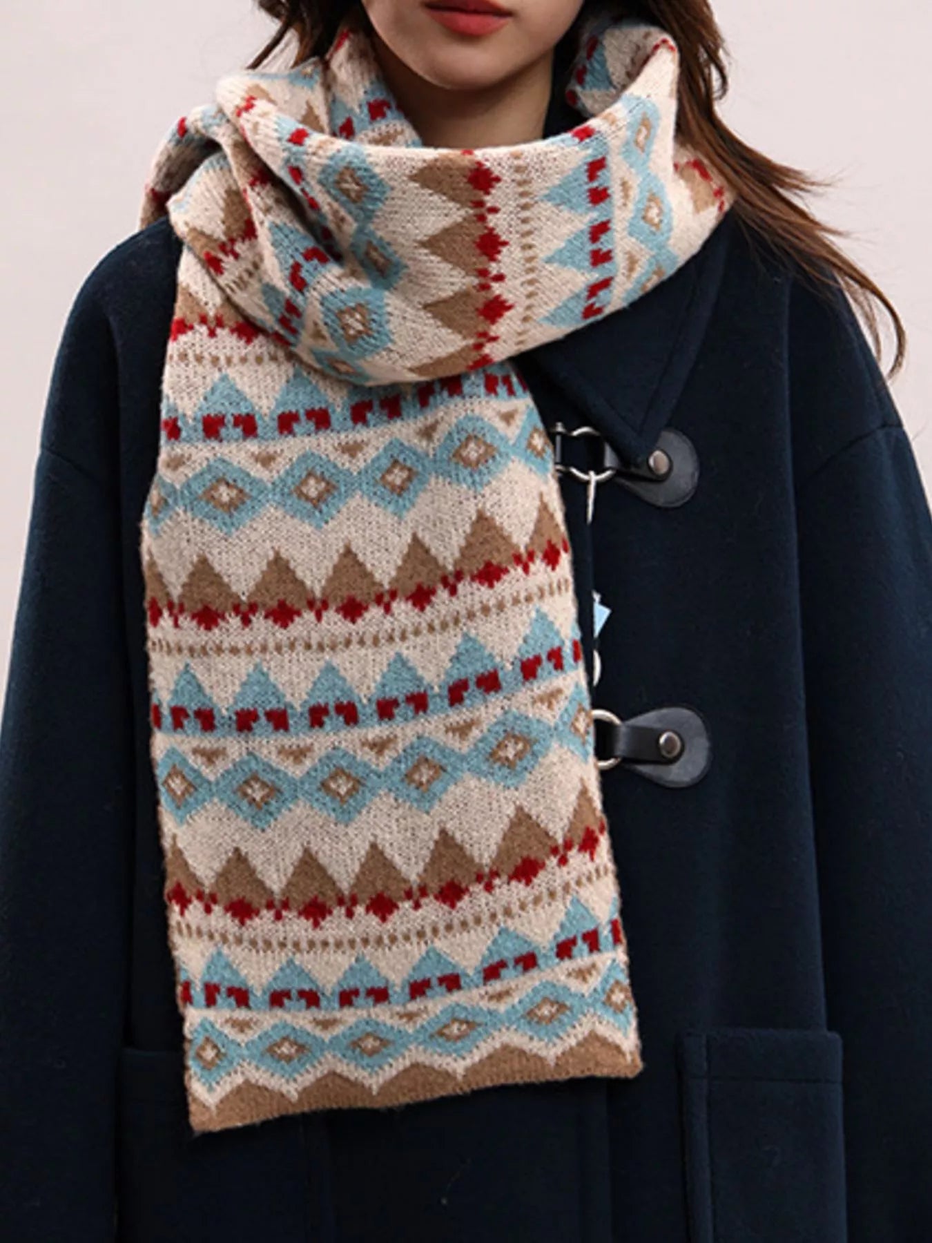 Vintage Geometric Knitted Scarf Secondary image