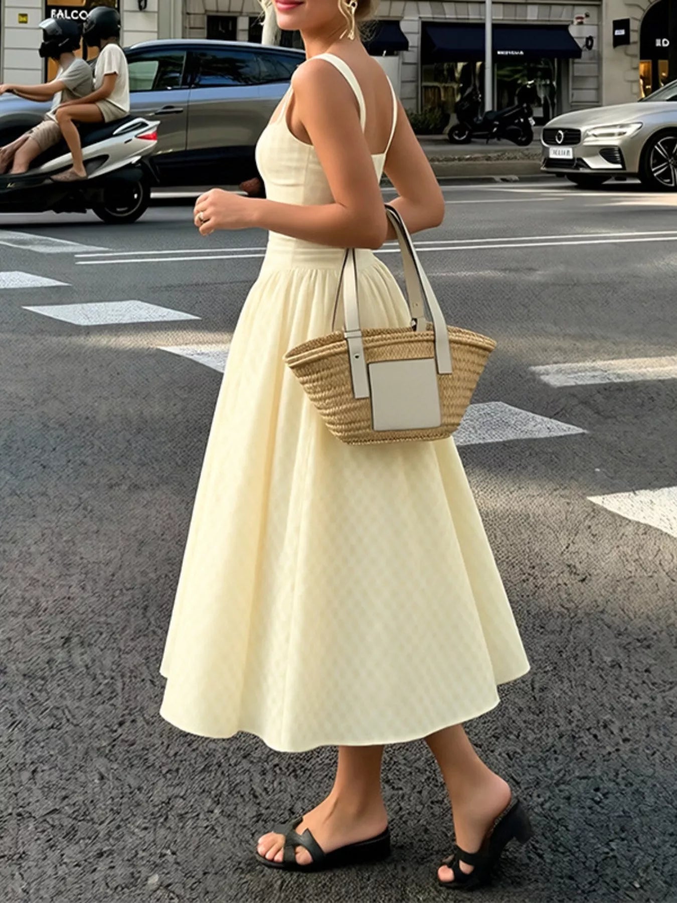 Full Size Plaid Square Neckline Midi Dress Plus Size Secondary image